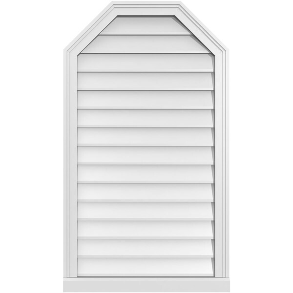 Ekena Millwork Octagonal Top Surface Mount PVC Gable Vent w/ 2"W x 2"P Brickmould Sill Frame, 24"W x 42"H GVPOT24X4203SN - main